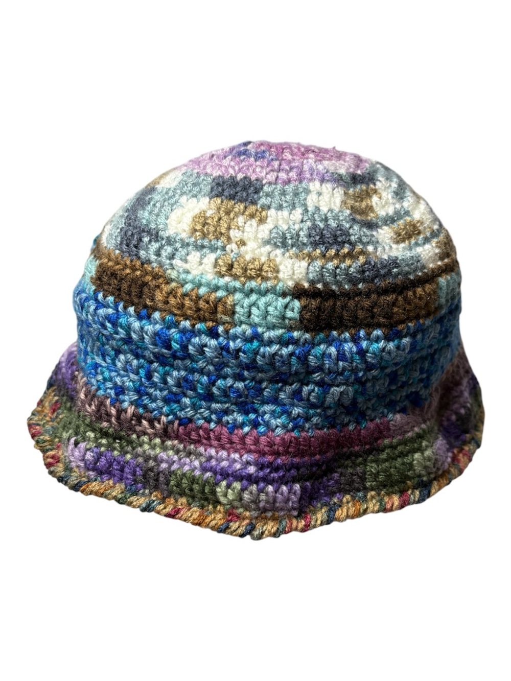 Multicolor Crochet Bucket Hat for Men - Blue & Purple Accent